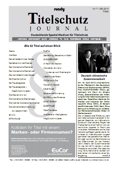 rundy Titelschutz JOURNAL 17/2010 - Deutschland